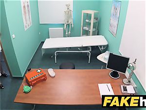 fake hospital petite platinum-blonde Czech patient health test