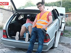 LETSDOEIT - teen ravages older man For Free Car Repair